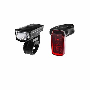Svetlá set SINGLE 1+1LED 2f/2f USB/bat čierne